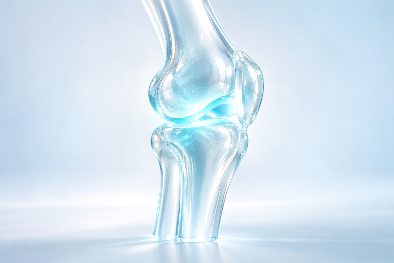 Translucent knee joint illustrating the freedom-of-movement theme