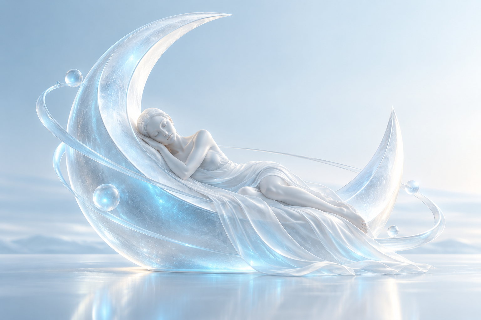Moon and resting silhouette illustrating the sleep and energy theme